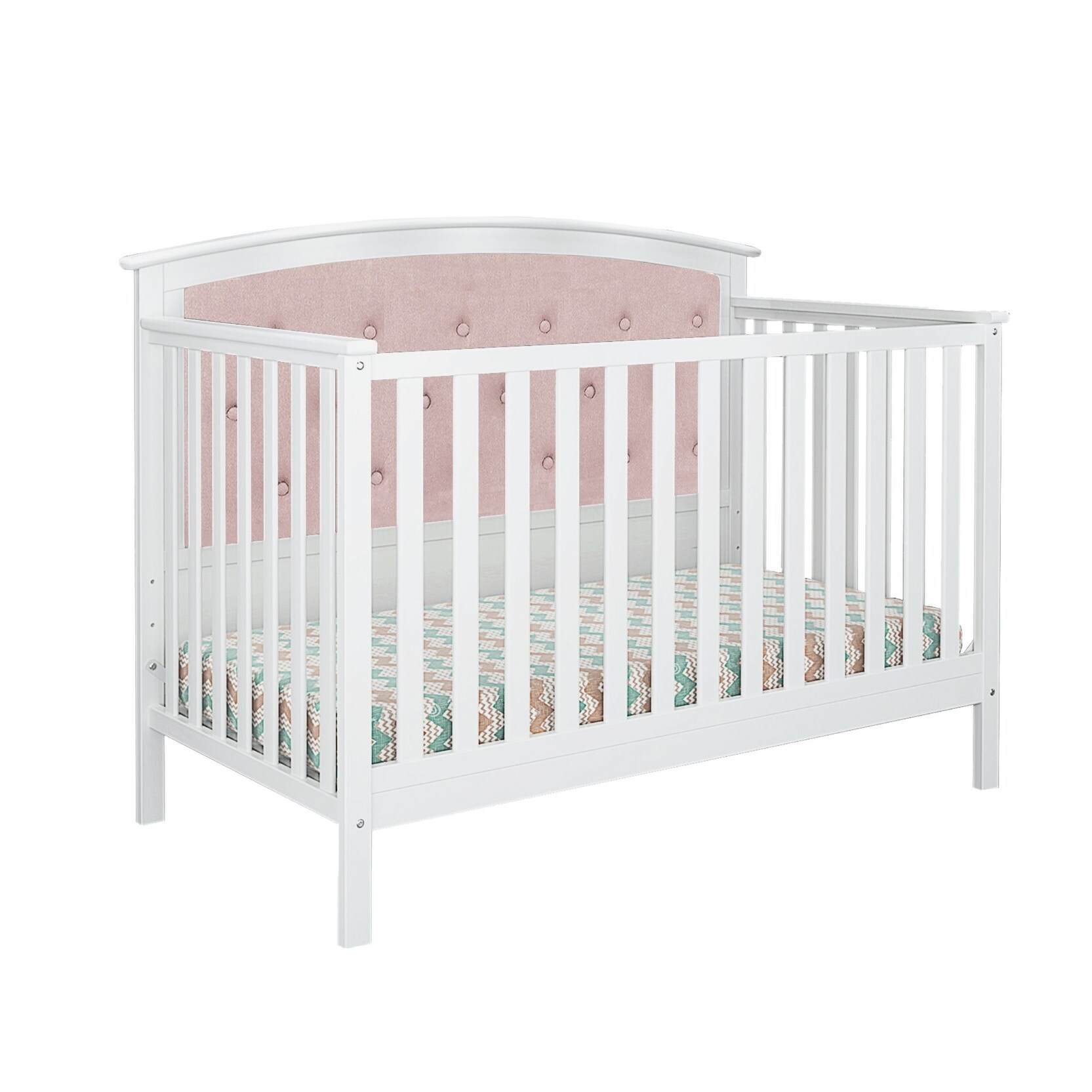 pink tufted crib