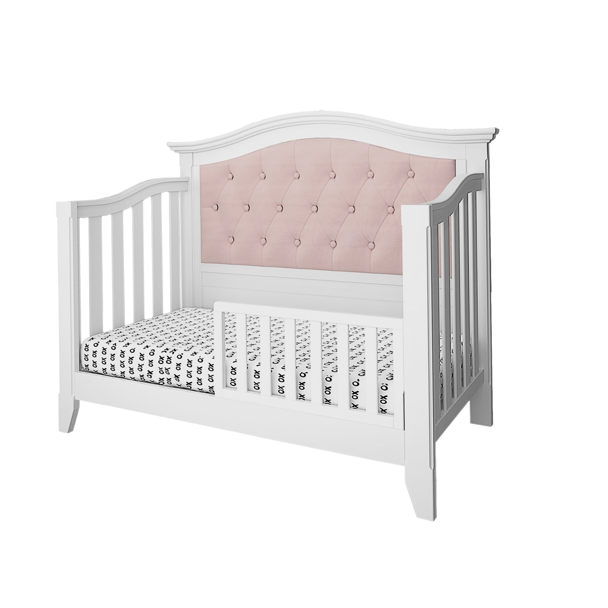 White upholstered crib hotsell