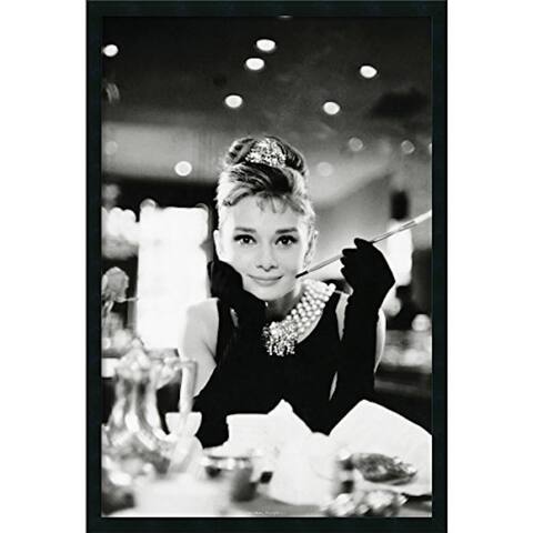 FRAMED Audrey Hepburn Movie (Breakfast at Tiffany's, With Cigarette) 36x24 Hollywood Icon Art Poster Print Wall Decor - 36 x 24