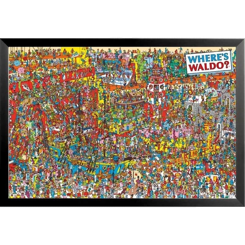 FRAMED Where's Waldo? Visual Challange Art Print Poster - 36 x 24