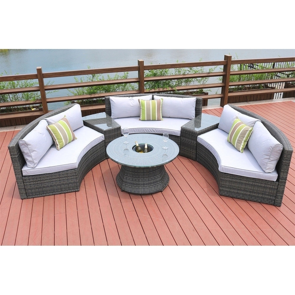 Half moon rattan 6 seater sofa set new arrivals