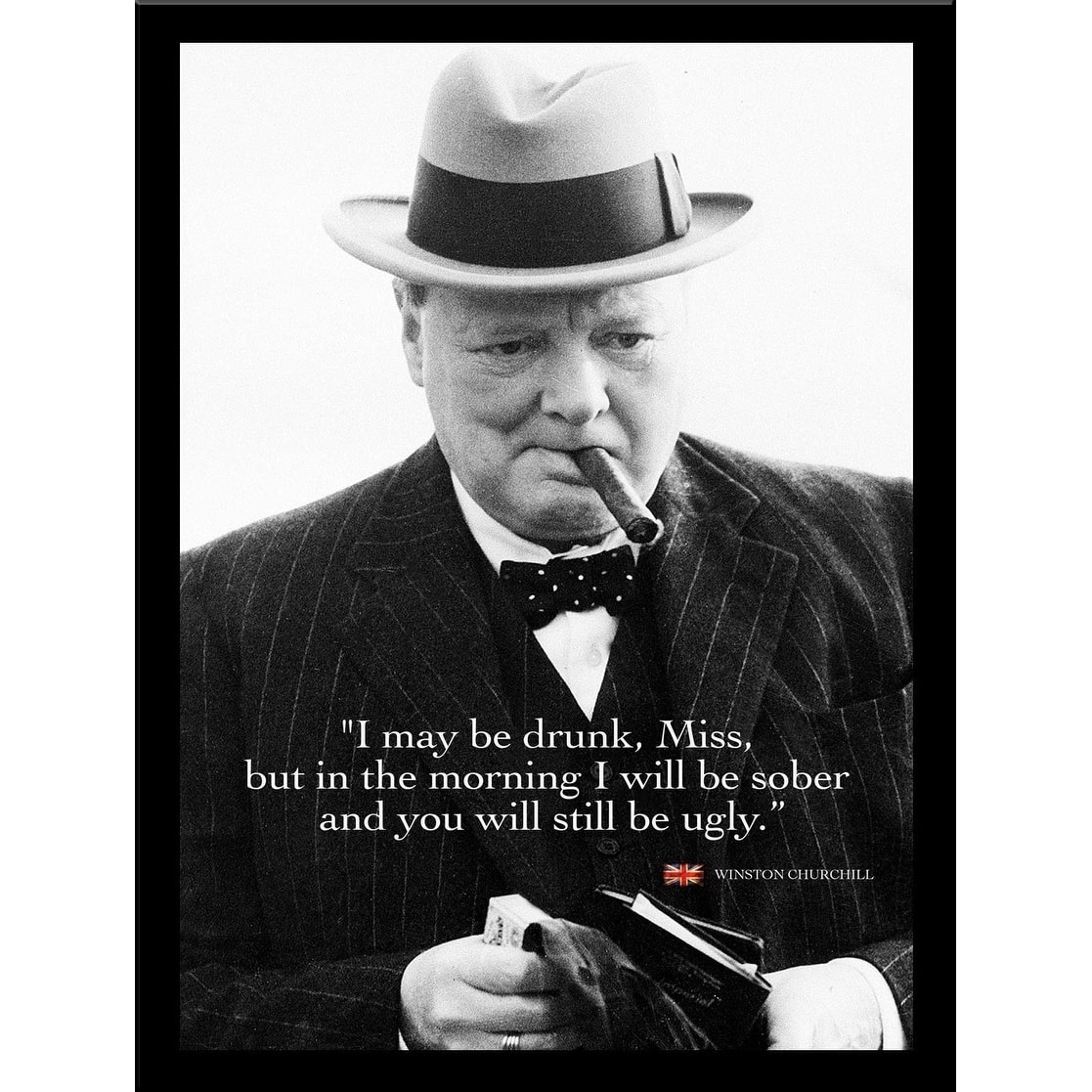 Framed Winston Churchill Quote By Bob Downs Graphic Art Print - Bed 