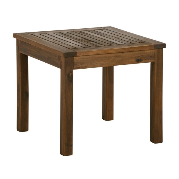 Shop 20" Wood Patio Simple Square Side Table - Dark Brown ...