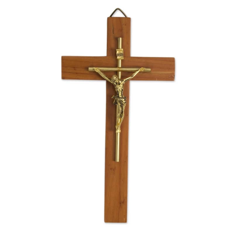 Handmade Jesus Our Savior Cedar Wood Crucifix (Mexico) - Brown