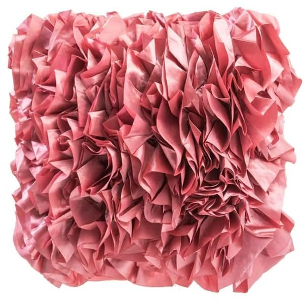 slide 2 of 24, HULALA HOME Clover Faux Silk Ruffled 18-inch Square Down Alternative Throw Pillow - 18*18 Fuchsia