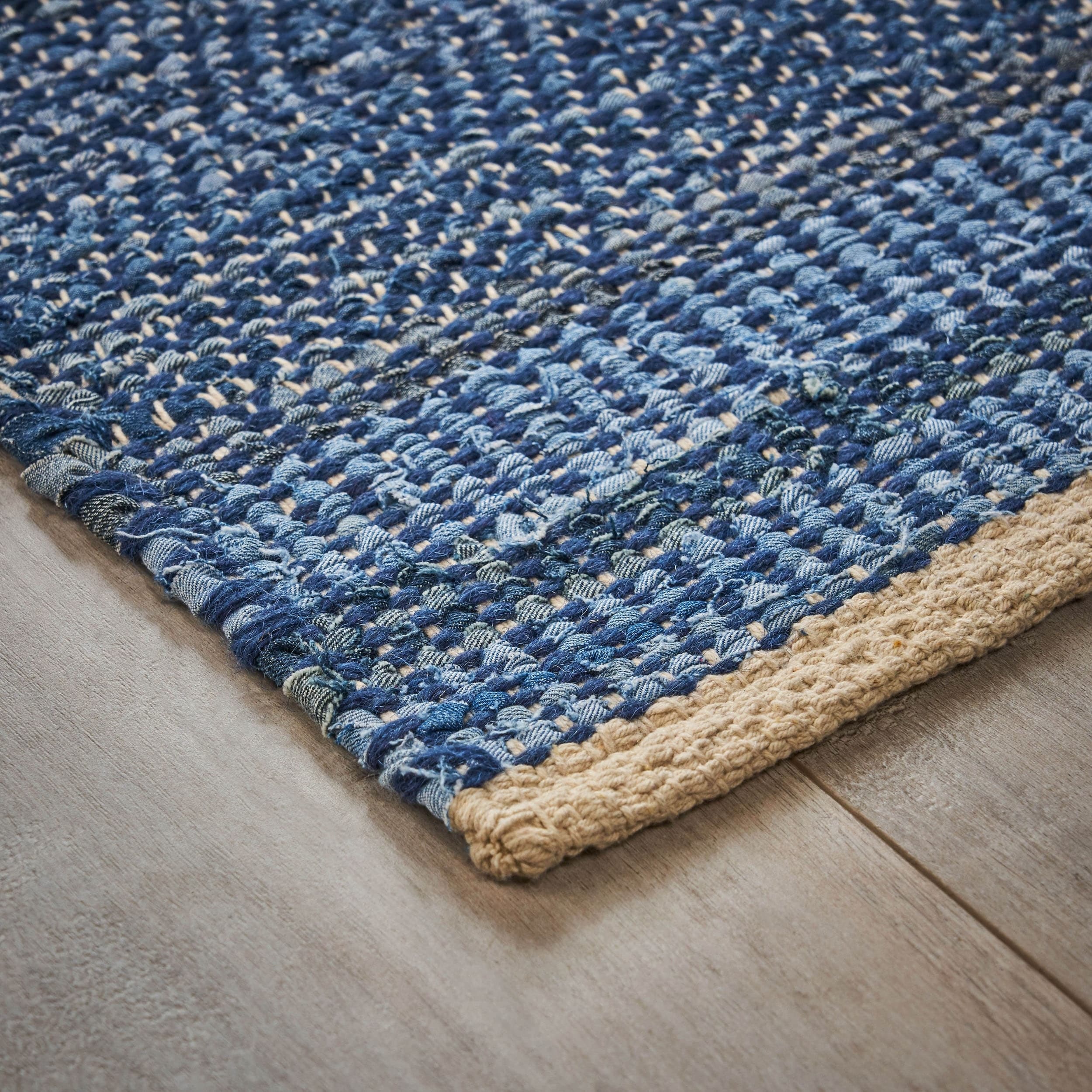 Anita Boho Denim and Wool Scatter Rug by Christopher Knight Home - Blue