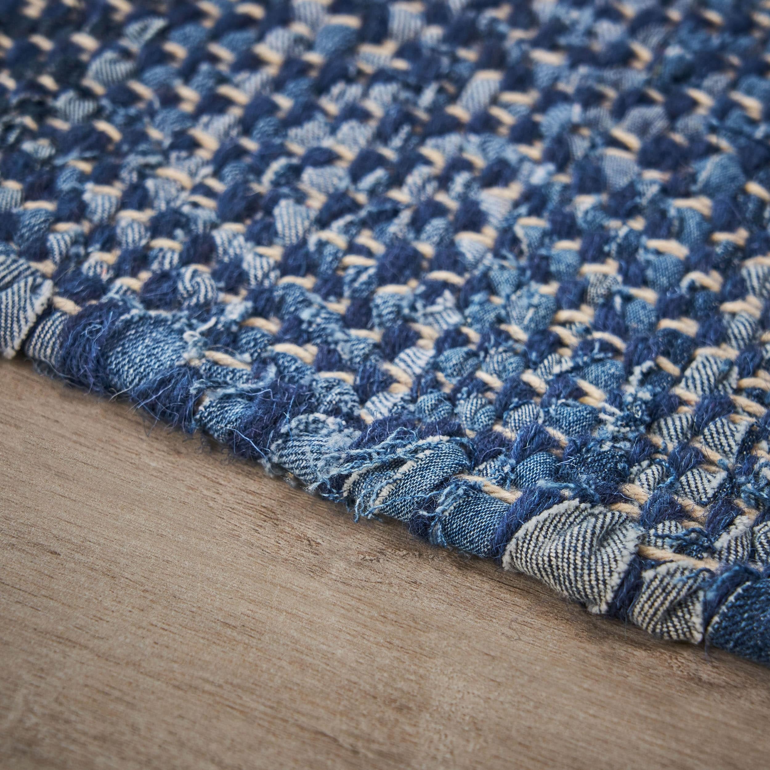 Anita Boho Denim and Wool Scatter Rug by Christopher Knight Home - Blue