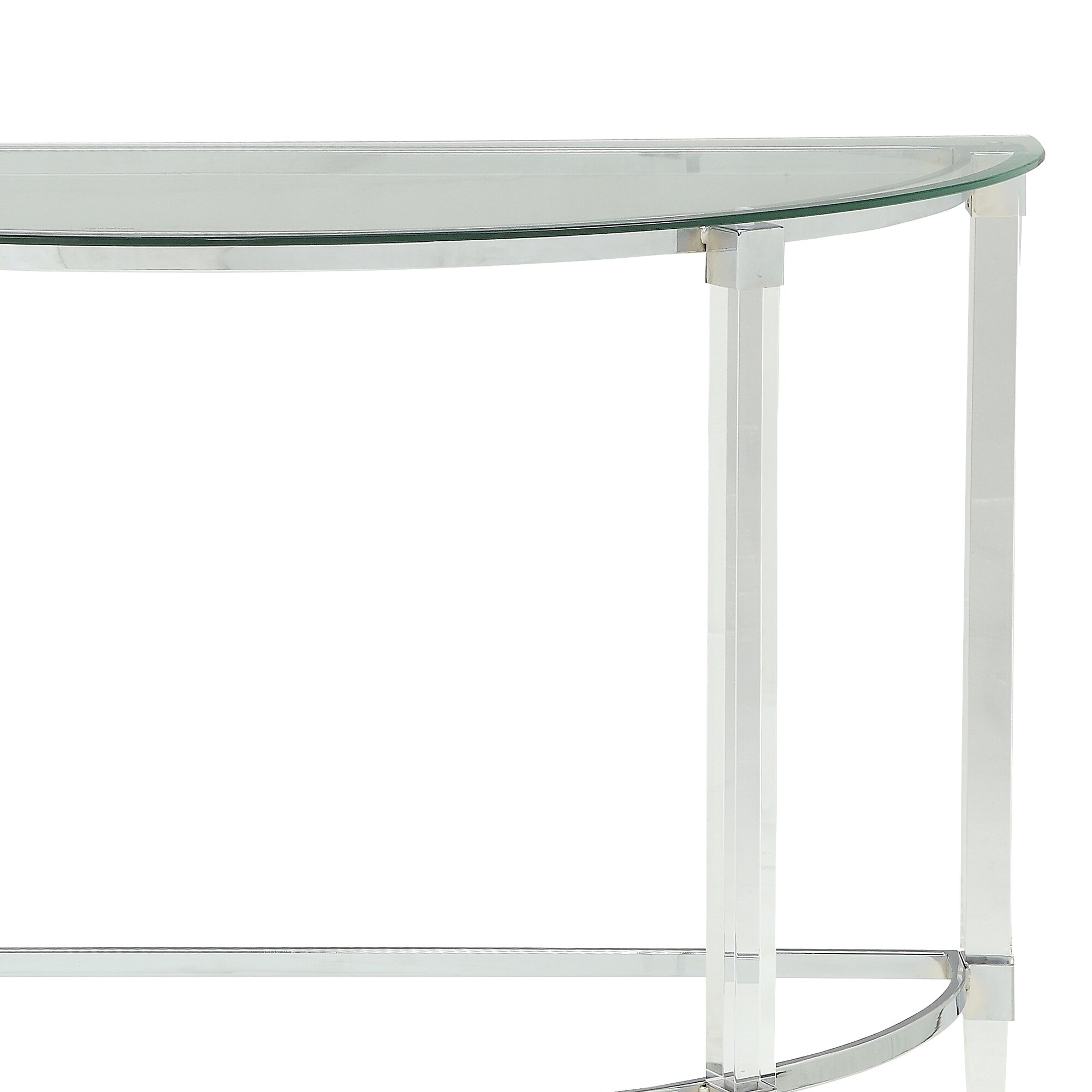 Shop Acrylic And Metal Half Moon Sofa Table With Glass Top Silver