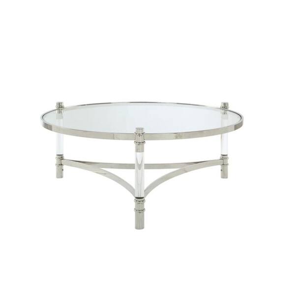 Shop Acrylic And Stainless Steel Round Coffee Table With Glass Top