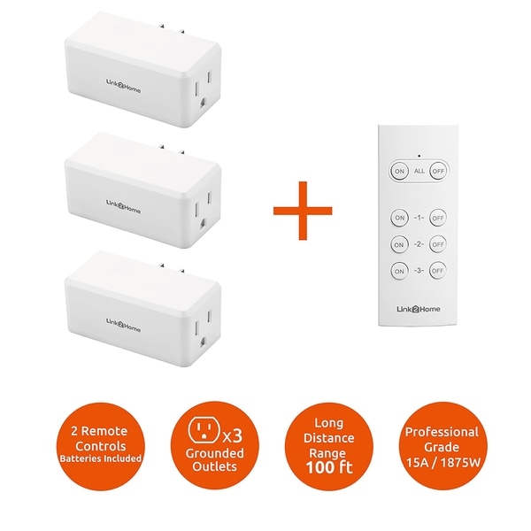 Link2home Wireless Remote Control Outlet Light Switch 100 Ft Link2home Wireless Remote Control Outlet Light Switch 100 Ft Range Unlimited Connections Compact Side Plug White 1 Free Shipping On Orders