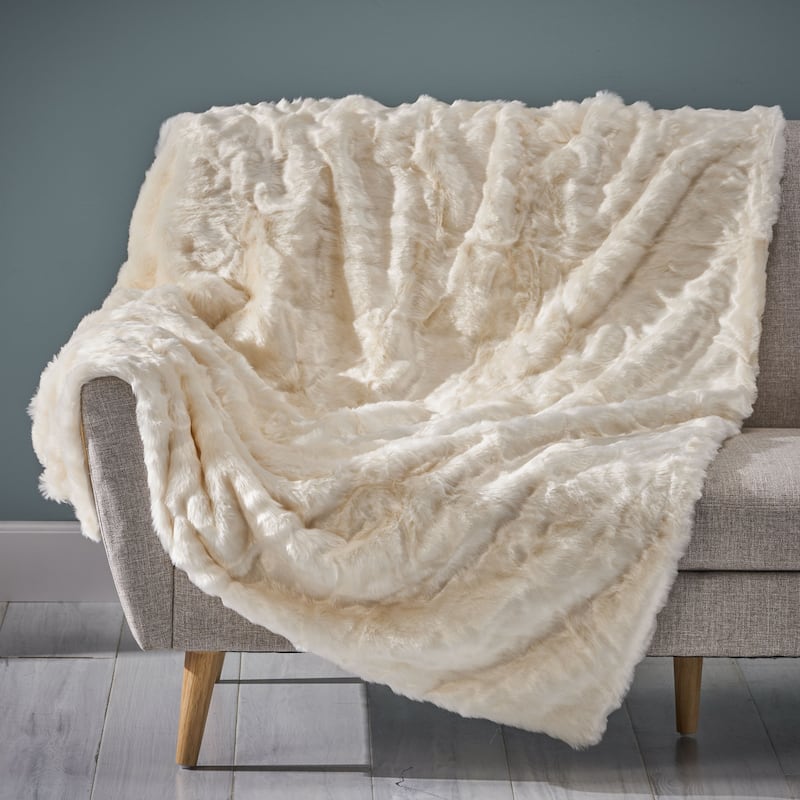 Warrin Streak Faux Fur Throw Blanket by Christopher Knight Home