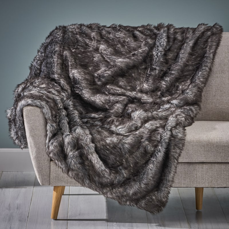Warrin Streak Faux Fur Throw Blanket by Christopher Knight Home