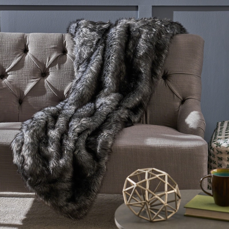 Warrin Streak Faux Fur Throw Blanket by Christopher Knight Home