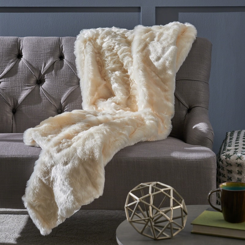 Warrin Streak Faux Fur Throw Blanket by Christopher Knight Home
