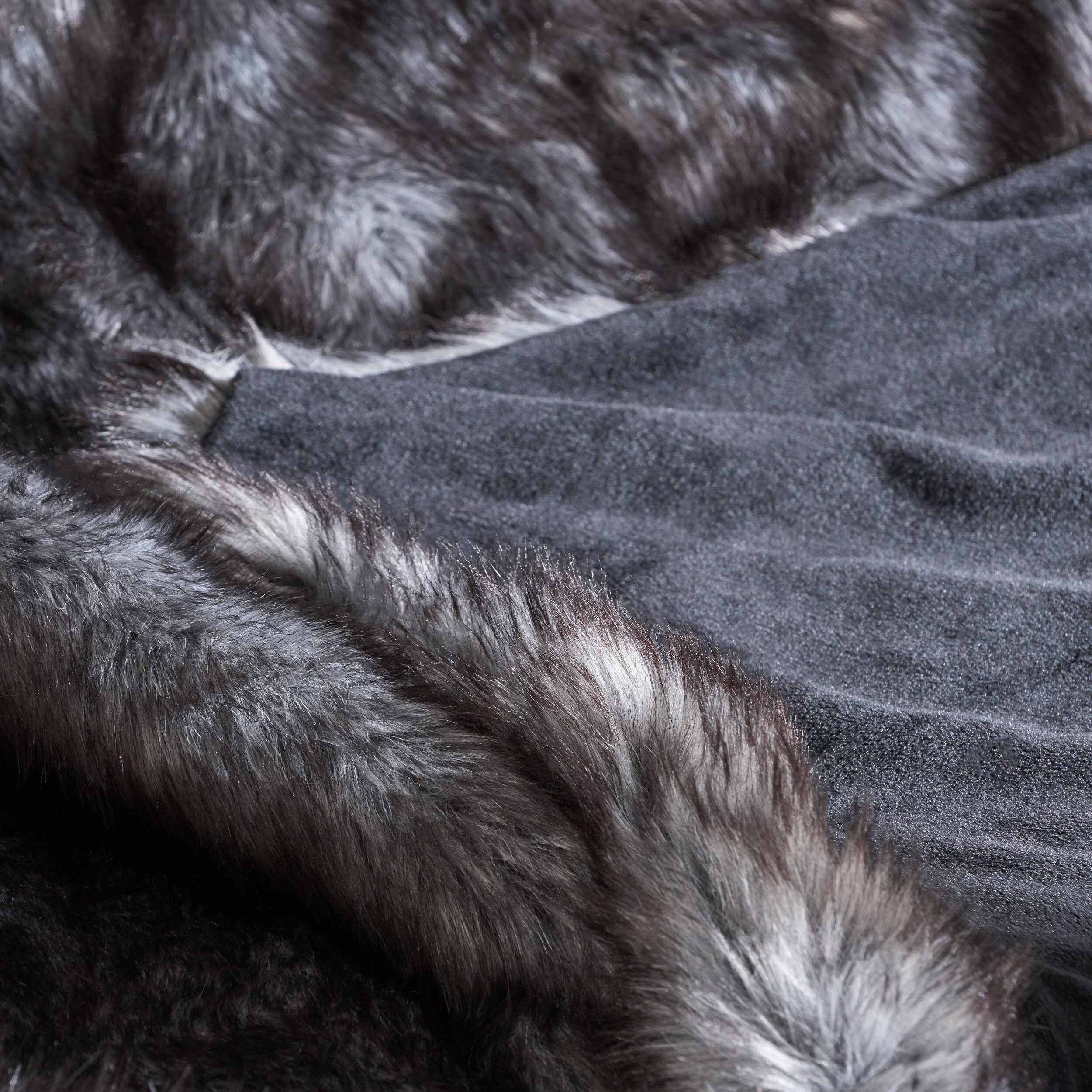 Akers Glam Faux Fur Throw Blanket by Christopher Knight Home - Gray and White