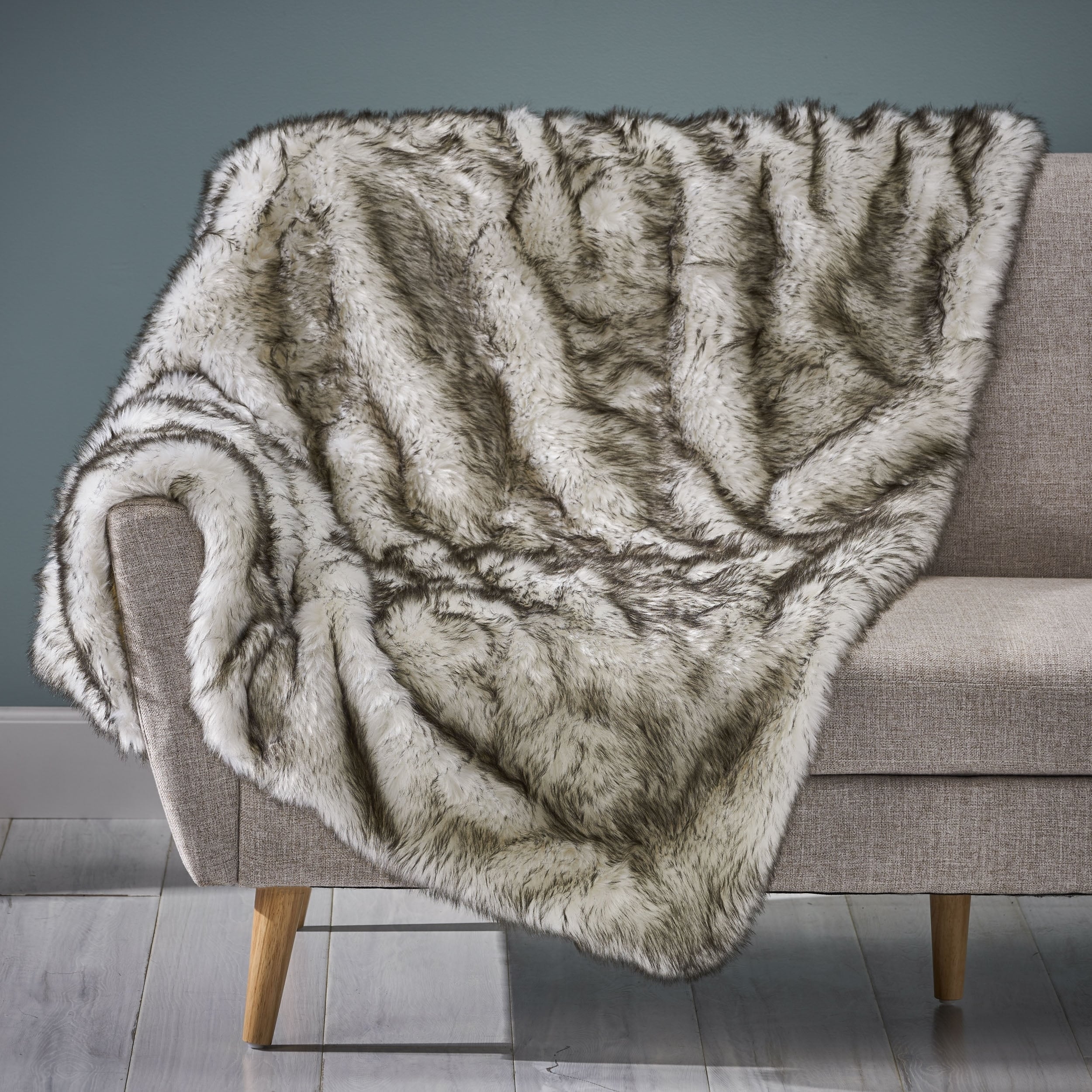 grey faux fur blanket