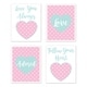 preview thumbnail 1 of 0, Sweet Jojo Designs Pink and Turquoise Polka Dot Hearts Sklyar Collection Wall Decor Art Prints (Set of 4) - Love Adored