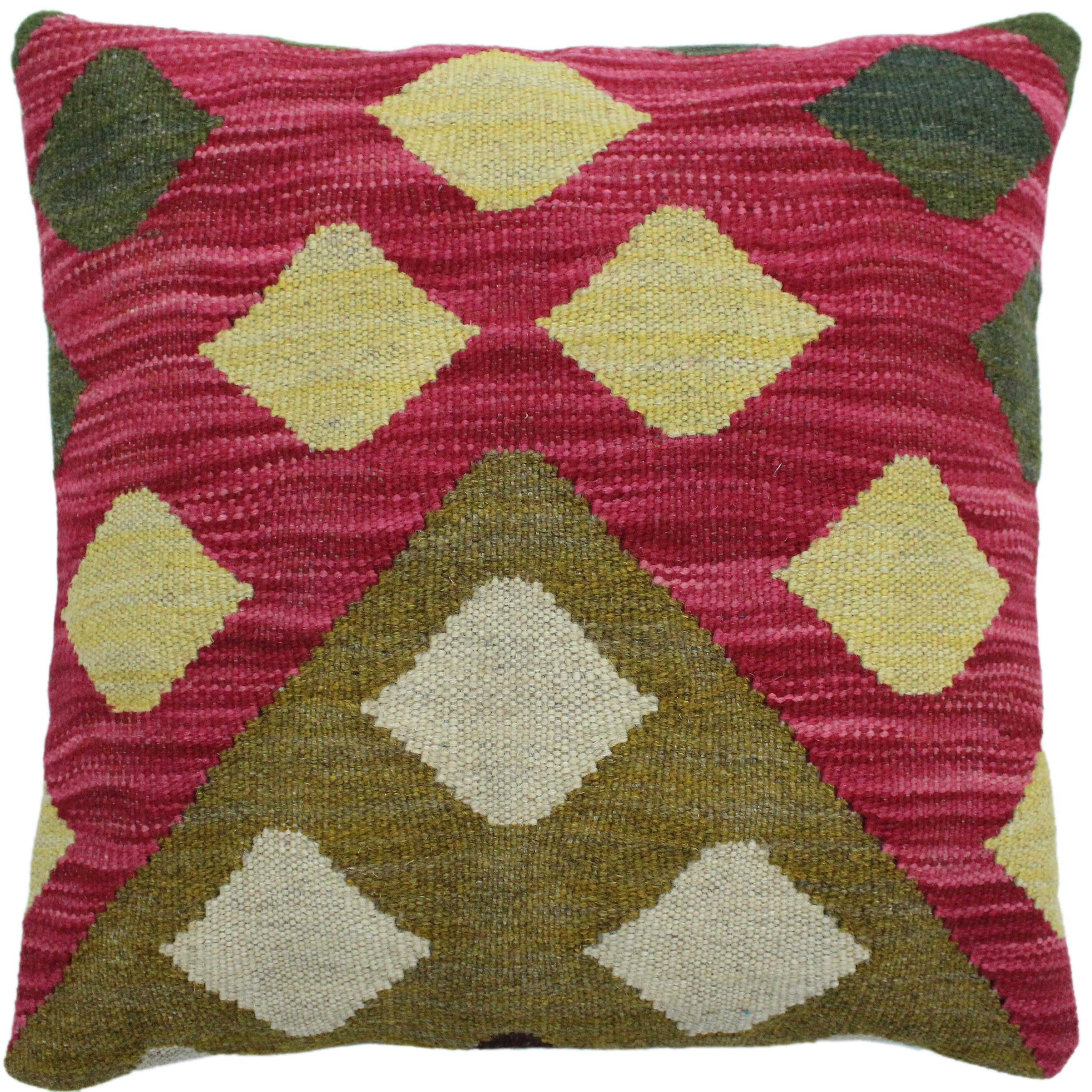 Shop Hough Pink Olive Green Hand Woven Kilim Throw Pillow 17 X17