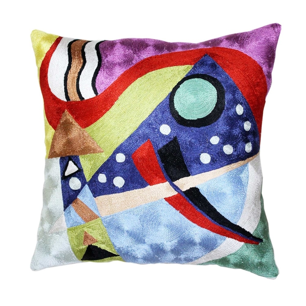 OverstockKandinsky Abstract II Navy Art Silk Throw Pillow Cover