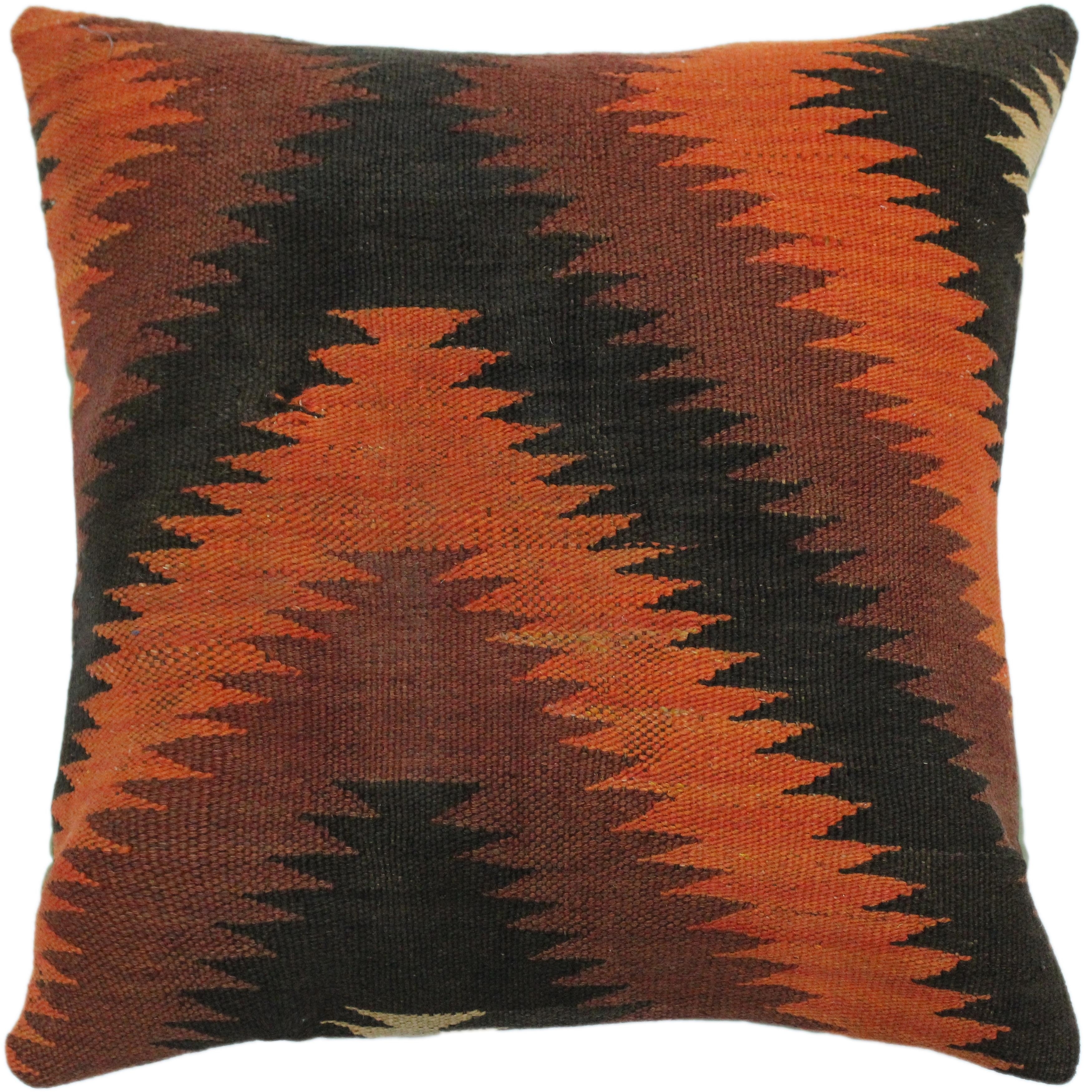 Black orange color kilim pillow,handwoven kilim pillow,