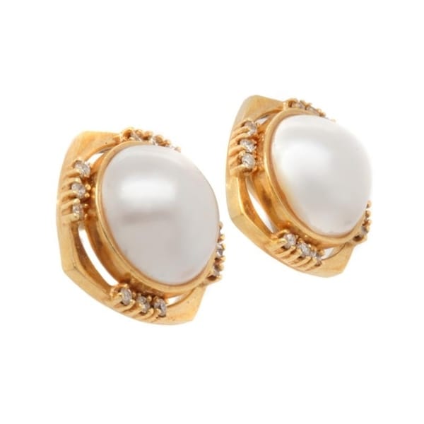 Shop 14K Yellow Gold Vintage Mabe Pearl Earrings - On Sale - Free Shipping Today - Overstock ...