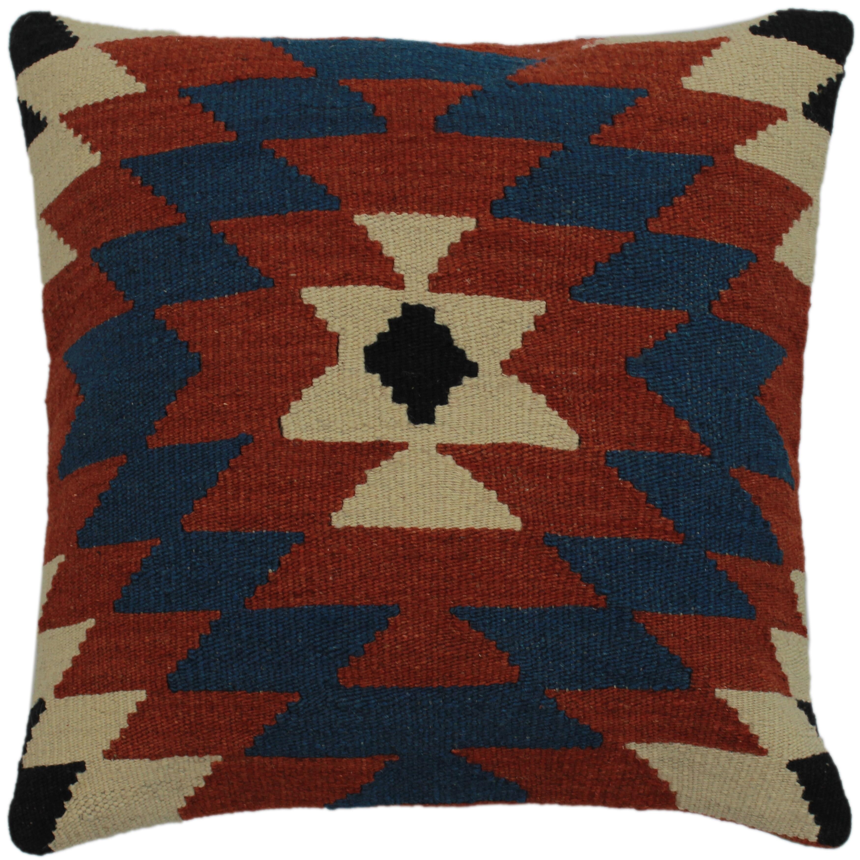 Shop Hite Rust Blue Hand Woven Kilim Throw Pillow 19 X19 On