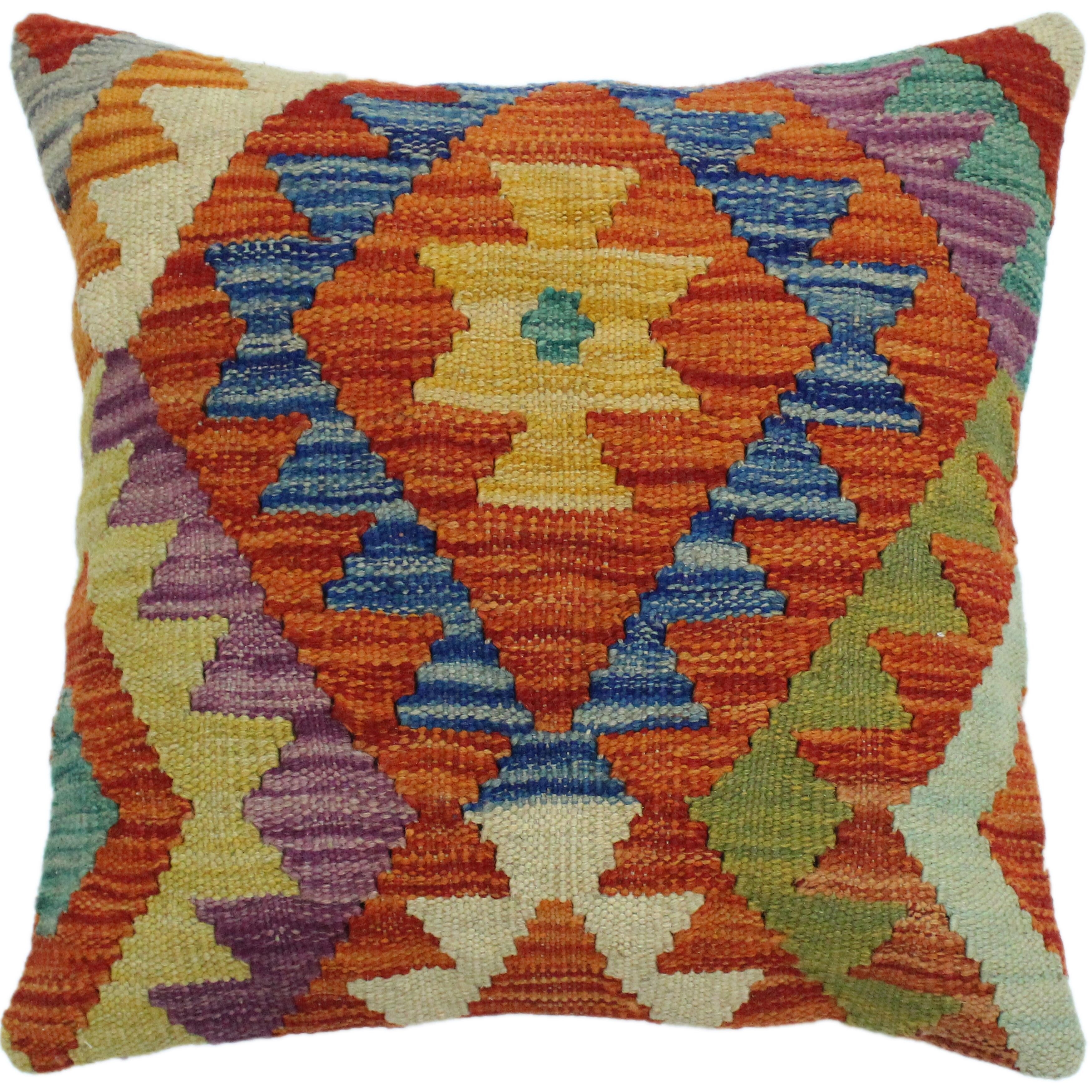 Shop Etheridg Rust Orange Hand Woven Kilim Throw Pillow 18 X18