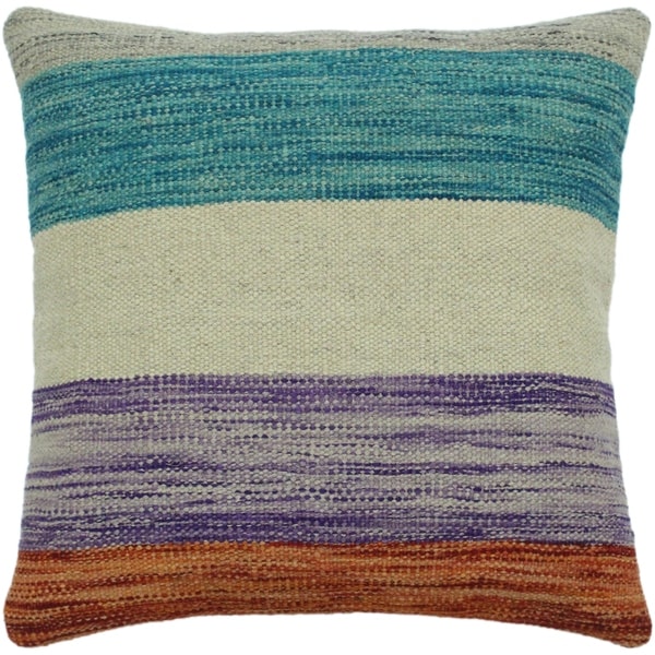 Held Blue/Rust Hand-Woven Kilim Throw Pillow -18"x18"