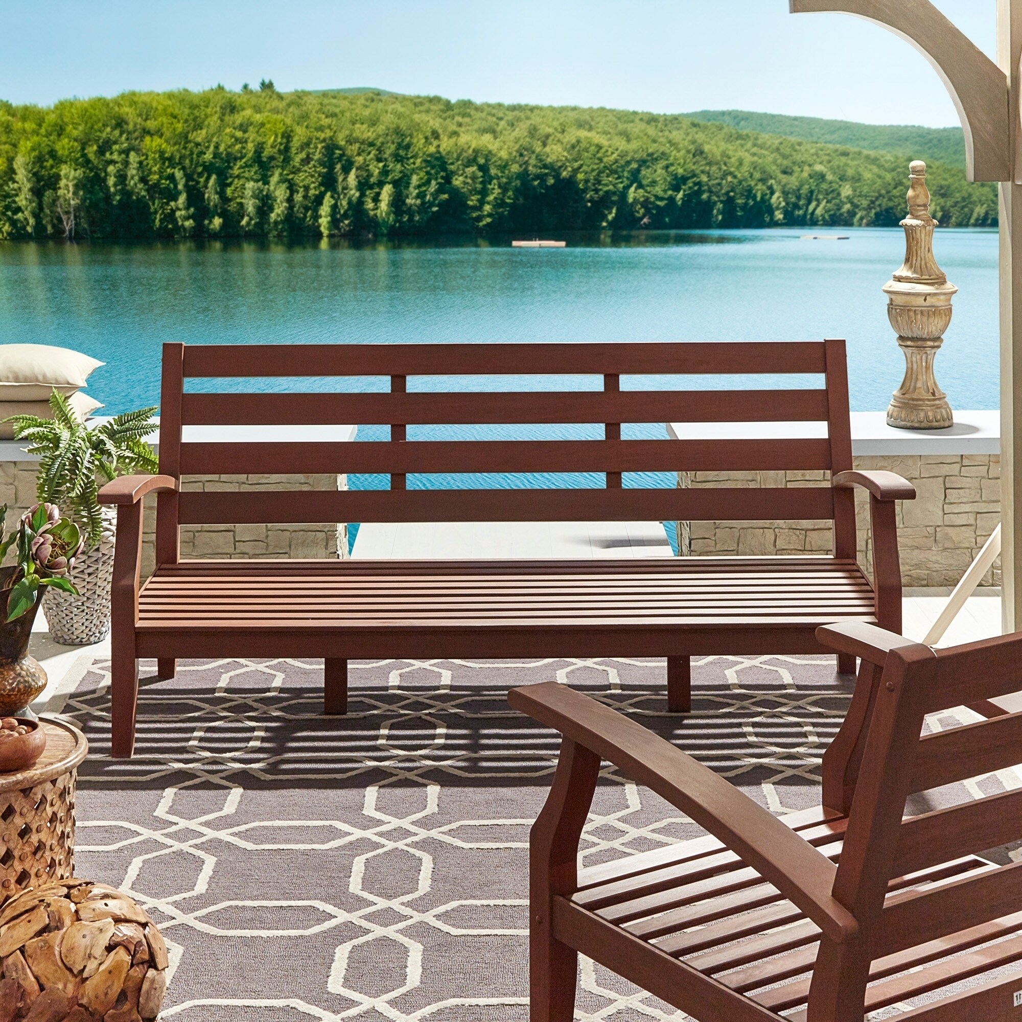 Shop Havenside Home Moosonee Brown Modern Outdoor Wood Sofa On