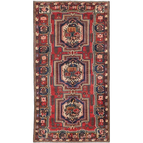 eCarpetGallery Hand-knotted Bakhtiar Dark Burgundy Wool Rug - 5'7 x 10'1