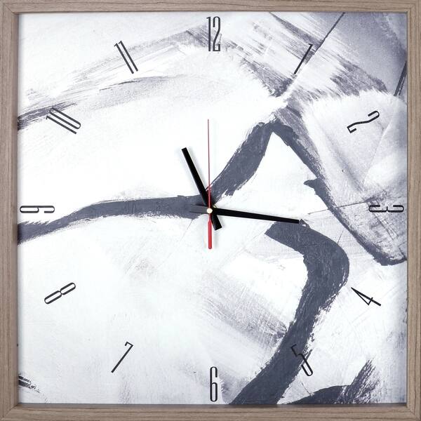 Shop Black Gray Abstract Print Framed Decorative Art Clock 21 25