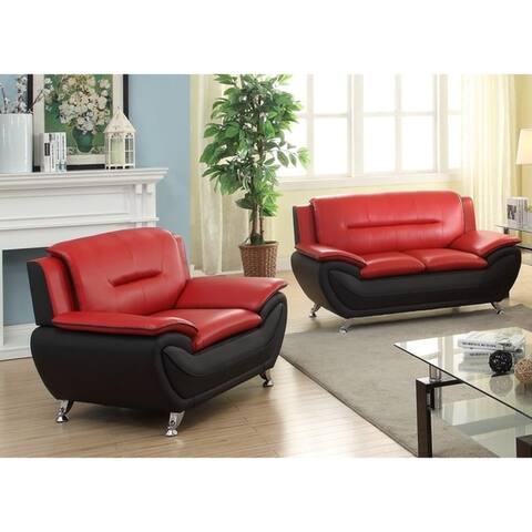 Palm 2-piece Bonded Leather Living Room Loveseat and Chair Set