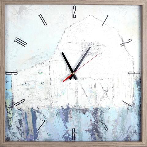 AbstractLandscape Barn Print Framed Decorative Art Clock 21.25X21.25