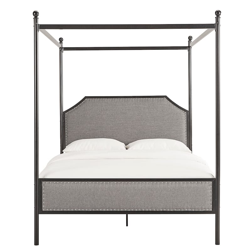 Rayen Grey Upholstered Metal Canopy Queen Bed by iNSPIRE Q Classic