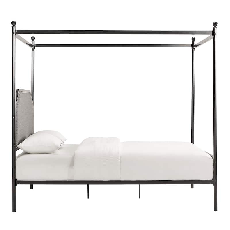 Rayen Grey Upholstered Metal Canopy Queen Bed by iNSPIRE Q Classic