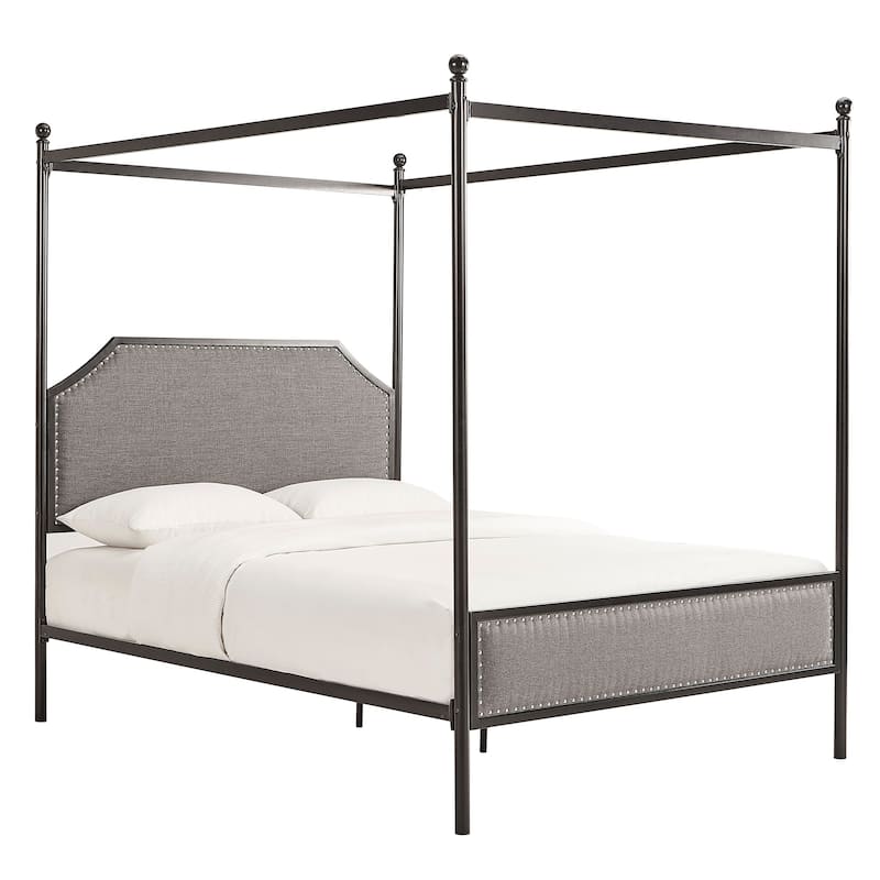 Rayen Grey Upholstered Metal Canopy Queen Bed by iNSPIRE Q Classic