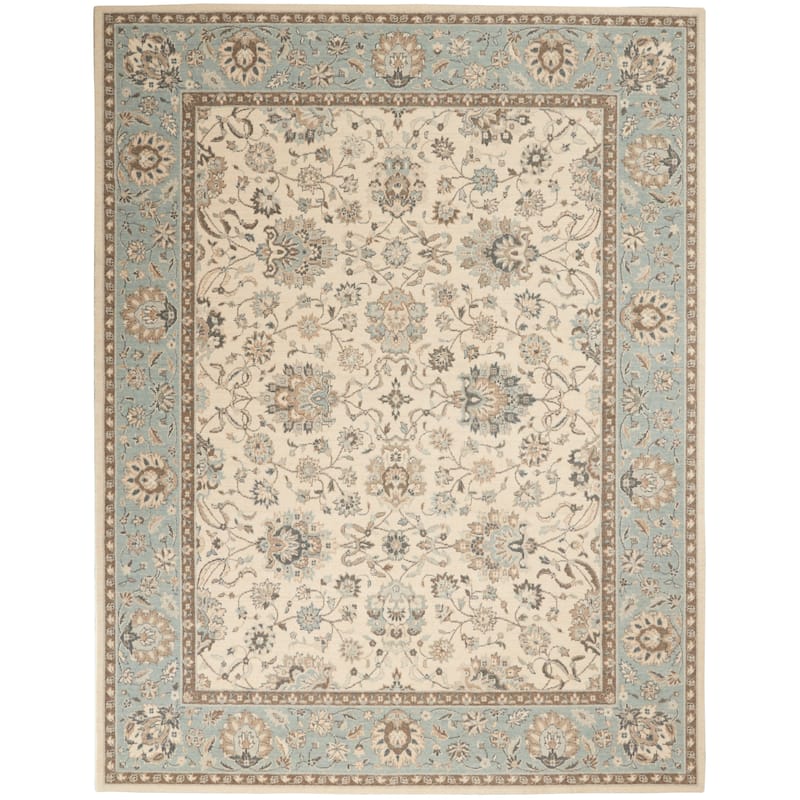 Nourison Living Treasures Traditional Persian Floral Wool Area Rug - 7'10" Round - Grey/Ivory - Round