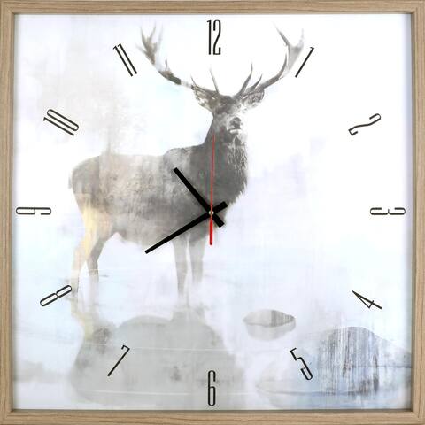 Animal Deer I Framed Decorative Silent Art Clock 25.25X25.25