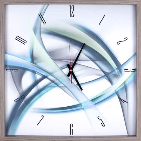 Blue Abstract Rhythminc Lines Print Framed Art Clock 21.25X21.25