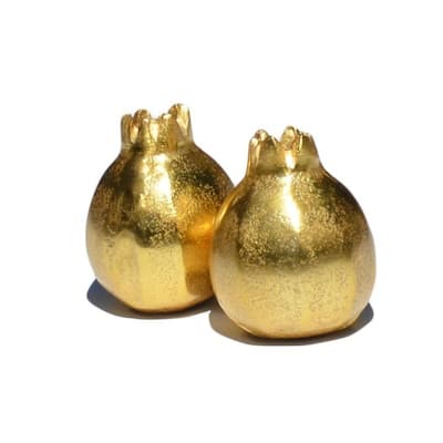 Pomegranate Salt & Pepper Shakers (Set of 2, Golden Finish)