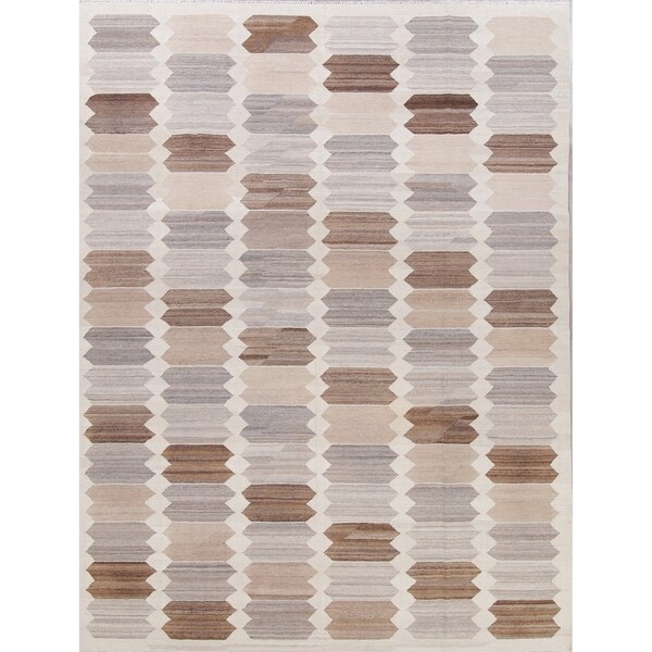 Kilim Contemporary Hand-Woven Wool Turkish Oriental Area Rug - 13'0" x 9'11"