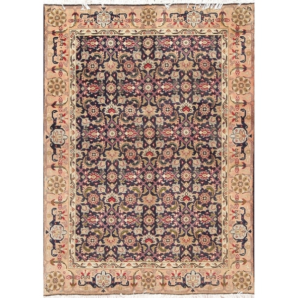 Ardebil All-Over Geometric Hand-Knotted Wool Persian Oriental Area Rug - 4'9" x 3'6"