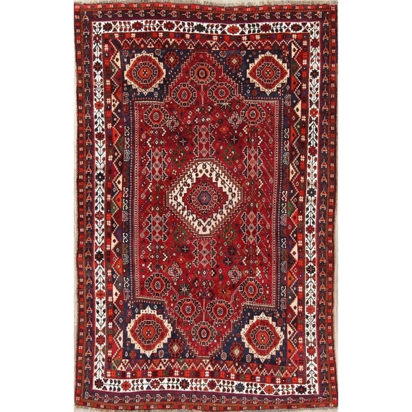 Vintage Kashkoli Tribal Geometric Hand-Knotted Wool Persian Area Rug - 8'5" x 5'4"