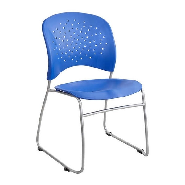 Safco Reve Sled Base Guest Chair with Round Back and Glides, Blue - 2 Pack