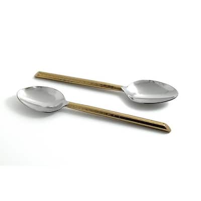 Dinner Spoons Golden Cut Hammered Tablespoons Set of 6