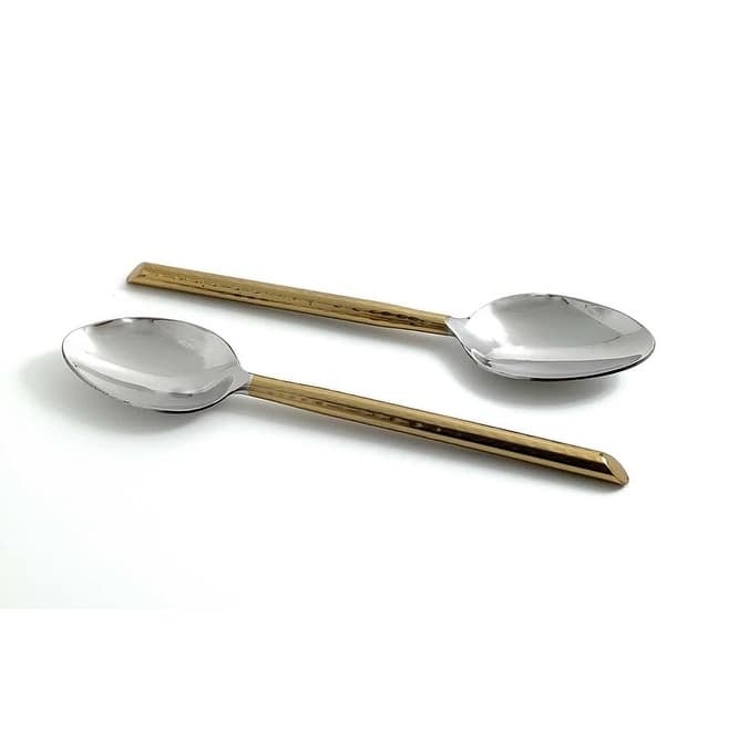 Vibhsa Dinner Spoons Golden Cut Hammered Tablespoons Set of 6