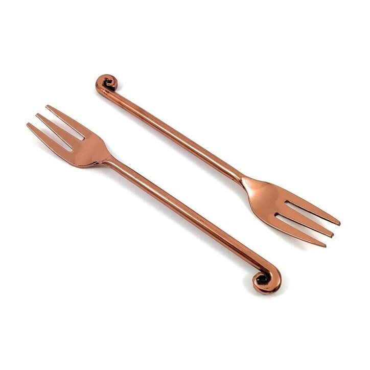 Vibhsa Artisan Twist-Edge Copper-Finish Salad Forks, Set of 6