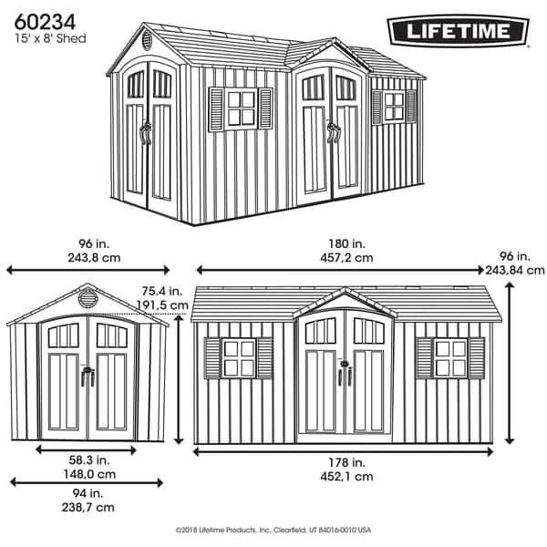 Lifetime 15 Ft X 8 Outdoor Storage Shed With