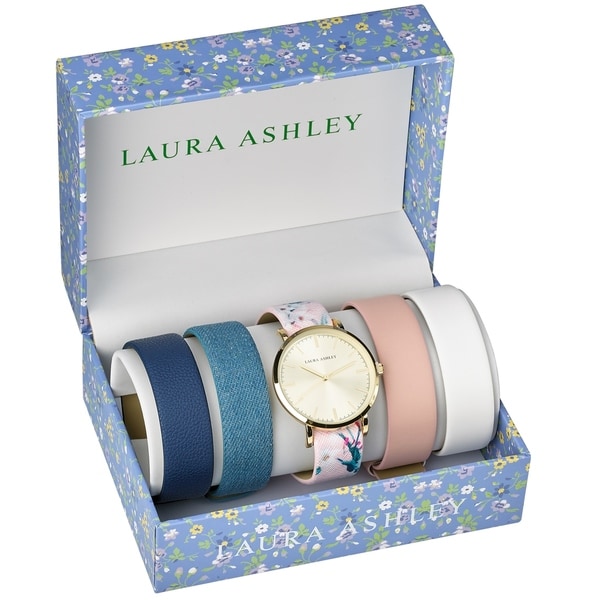 Laura Ashley Men's / Women's Rose Gold Mini Link Crystal Bezel Bracelet  26mm Watch | Goldtone Band | Jewelry & Watches | Shop The Exchange
