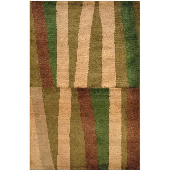 Handmade One-of-a-Kind Tibetan Wool Rug (India) - 2'7 x 4'